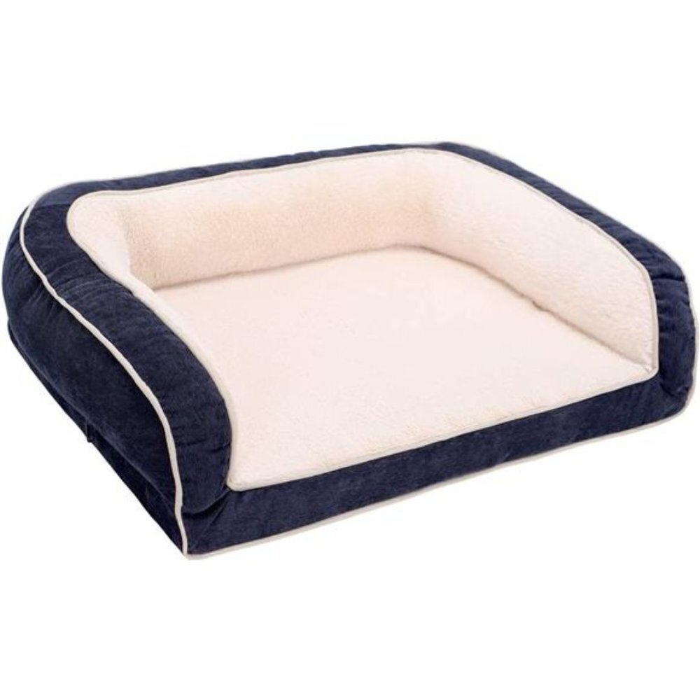 Sofa Style Orthopedic Dog Beds for Small, Medium and Large Dogs (Navy, Small)